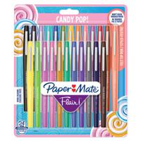 Paper Mate Flair Fibre Tip Pen Medium Point 0.7mm Candy Pop Assorted Colours (Pack 24) 1985617