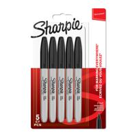 Sharpie 1986051 Permanent Black Markers Fine Point Pack of 5