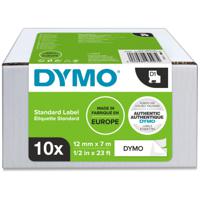 Dymo 45013 D1 12mm x 7m Black on White Tape Pack of 10