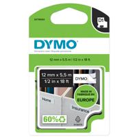 Dymo 16959 D1 12mm x 5.5m Black on White Polyester labels
