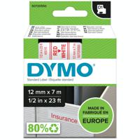 Dymo 45015 D1 12mm x 7m Red on White Tape