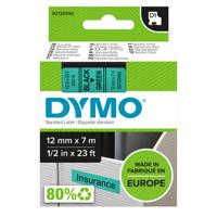 Dymo 45019 D1 12mm x 7m Black on Green Tape