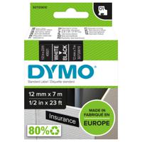 Dymo 45021 D1 12mm x 7m White on Black Tape