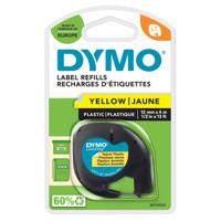 Dymo LetraTag Clear Plastic Tape 12mmx4m Black on Yellow S0721620
