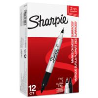 Sharpie Twin Tip Permanent Marker 0.5mm and 0.7mm Line Black (Pack 12) - S0811100