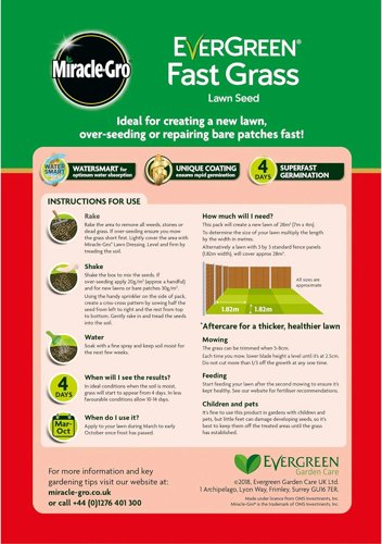 Miracle Gro Fast Grass Seed  1 x 840g Box