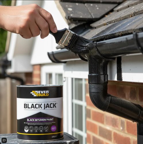 Everbuild Black Jack 901 Bitumen Paint Solvent Based Black 2.5 Litre