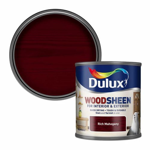 Dulux Woodsheen Stain & Varnish Rich Mahogany Interior or Exterior 250ml