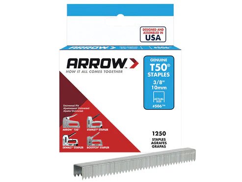 Arrow A50624 T50 Staples 3/8 Inch (10 mm) 1250 Staples Per Box