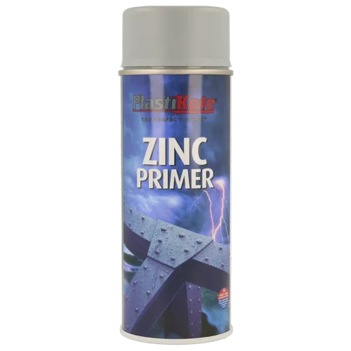 Plastikote Zinc Paint Primer  400ml Spray Can  Protecting and Sealing surfaces against Rust