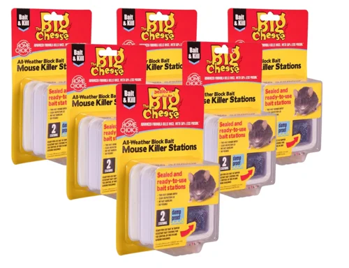 The Big Cheese Ready-Baited Mouse Killer Station - Twinpack, White