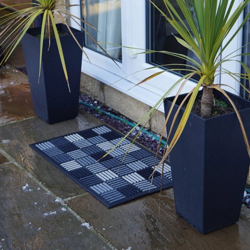 Scrape 'N' Sorb -Parquet Grey Large Doormat - 45x75cm