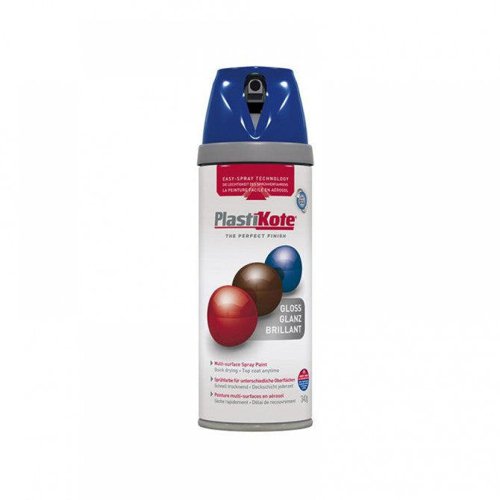 Plastikote Twist & Spray Paint Premium Gloss Pacific Blue 400ml Multi Surface Use