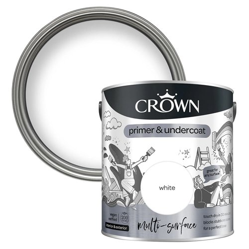 Crown Wood & MDF Primer & Undercoat Quick Drying White 2.5L