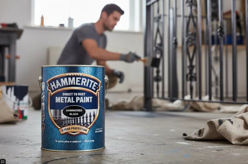 Hammerite Metal Paint  Hammered Black  Direct to Rust  2.5L Tin
