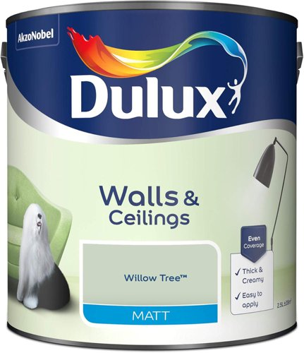 Dulux Matt Emulsion Paint For Walls And Ceilings - Willow Tree 2.5 Litres