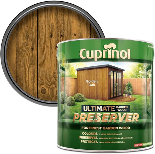 Cuprinol Ultimate Garden Wood Preserver Wax Enriched Formula Golden Oak 4L