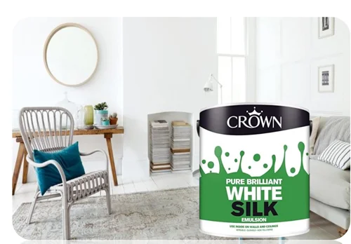 Crown Paint Silk Emulsion Interior Walls and Ceilings Pure Brilliant White 2.5L