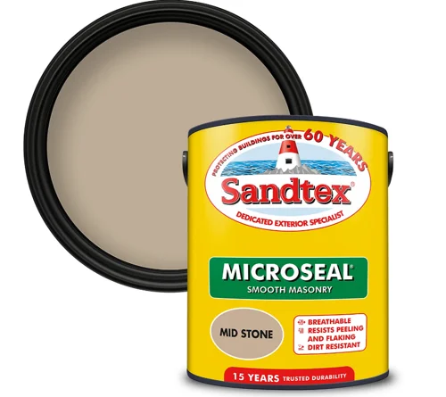 Sandtex Ultra Smooth Masonry Paint 5 Litre Stock Colours - Mid Stone