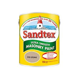 Sandtex Microseal  Smooth Masonry Paint  Mid Stone  5 Litre