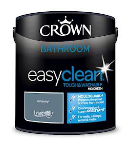 2.5L Crown Easyclean Bathroom Mid-Sheen Emulsion Multi Surface Paint With Mouldguard+ Runaway