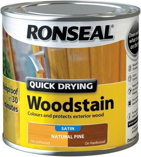 Ronseal Natural Pine Satin Woodstain  Soft or Hard Wood  Quick Drying  250ml