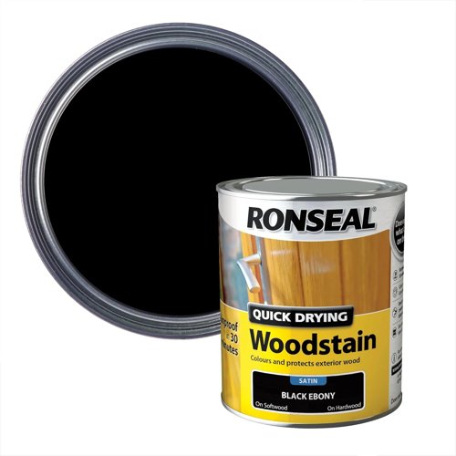 Ronseal Ebony Satin Woodstain Soft or Hard Wood Quick Drying 750ml