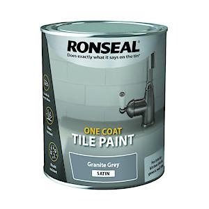 Ronseal One Coat Tile Paint Gran Gry Satin 750Ml, Grey, Rsloctpgs750