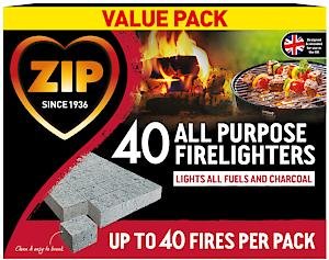 Zip Firelighters All purpose Fire Starter Cubes  Value Pack  1 x 40 Pack