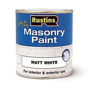 Rustins Masonry Paint Matt White Quick Drying Low Odour 250ml