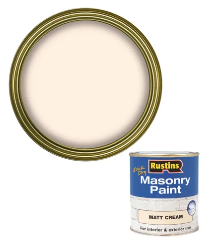 Rustins Masonry Paint Matt Cream Quick Drying Low Odour 500ml