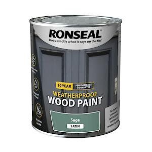 Ronseal 10 Year Weatherproof Wood Paint - Sage - Satin - 750Ml