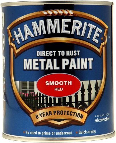 Hammerite 5092824 Direct To Rust Metal Paint  Smooth Red Finish  1 x 750ml