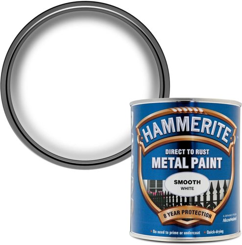 Hammerite Smooth Metal Paint  Interior or Exterior  White  1 x 750ml