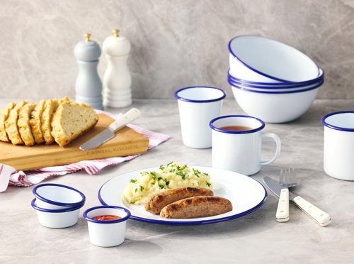 26Cm Falcon Enamel Round Camping Bbq Roasting Baking Pie Dinner Plate (Oven & Dishwasher Safe)