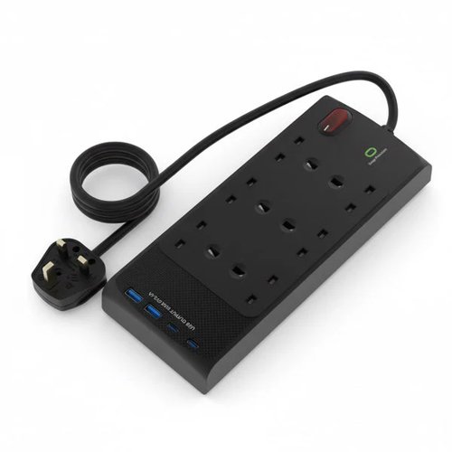 Westminster Electrical 6 Socket Extension Lead  4 x 45W USB Outlets  2m Extension Cable