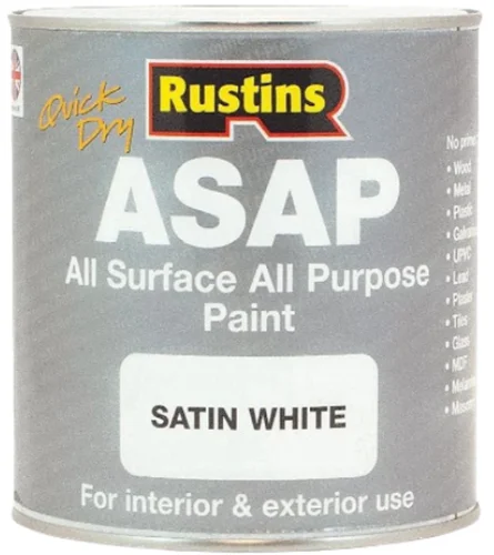 Rustins All Surface All Purpose Paint {ASAP} Satin White 1 Litre