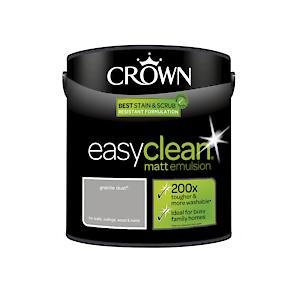 2.5L Crown Easy Clean Matt Emulsion Multi Surface Paint - Granite Dust