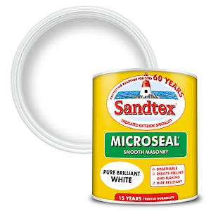 Sandtex Microseal Exterior Smooth Masonry Paint Brilliant White 1L