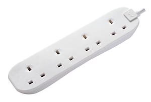 Masterplug Four Socket Extension Lead, 2 Metre, White