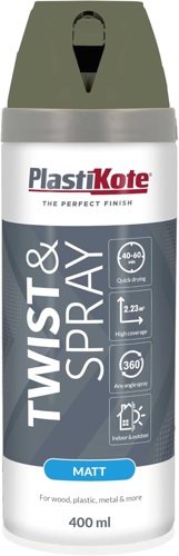 PlastiKote Premium Matt Aerosol Spray Paint Olive Green 400ml