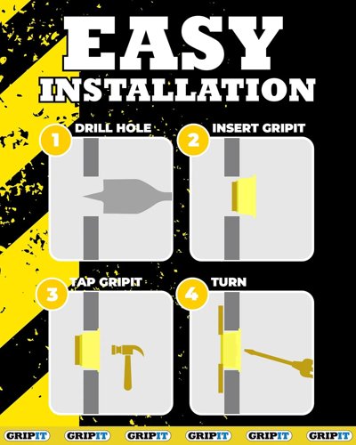 Gripit Yellow Plasterboard Fixings  Pack of 4  Heavy Duty Plasterboard Fixings  Holds Up to 7
