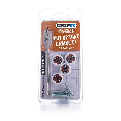 Gripit Brown Cabinet Kit Pack of 4 Heavy Duty Plasterboard Fixings