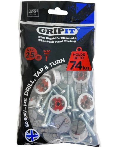 Gripit Red Plasterboard Fixings - Heavy Duty Pack of 25