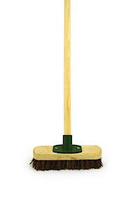 Charley Bentley 9” Deck Scrub Heavy Duty Stiff Floor Scrubbing Brush & Handle