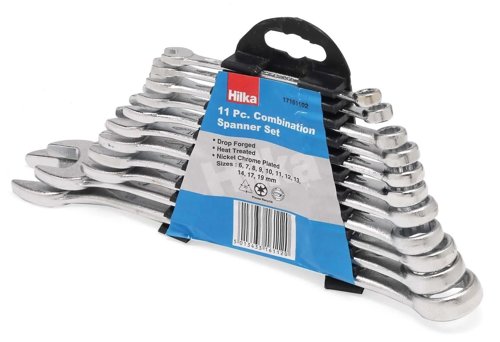 Hilka Tools 11pc Combination Spanner Set : Metric : Chrome Plated