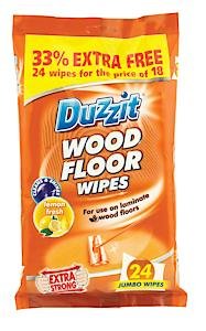 Duzzit Wood Floor Wipes : Jumbo Sized : Lemon Fragrance : 1 x 24 Pack
