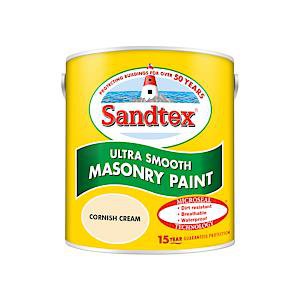 SANDTEX MICROSEAL SMOOTH MASONRY PAINT CORNISH CREAM 2.5 LITRE