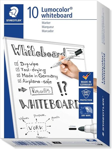 Staedtler Lumocolor Black Bullet Tip Whiteboard Markers 10's - PACK (10)