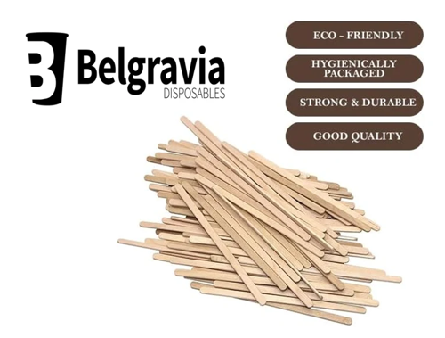 Belgravia Eco Friendly Birchwood Wooden 5.5” Coffee Stirrers (Pack of 1000)